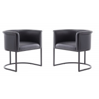 Manhattan Comfort 2-DC044-BK Bali Black Faux Leather Dining Chair (Set of 2)